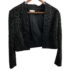 Calvin Klein Women's Black Cheetah Printed Cropped Blazer Size Large